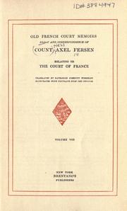 Cover of: Diary and correspondence of Count Axel Fersen: relating to the court of France