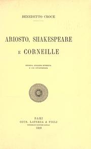 Cover of: Ariosto, Shakespeare, e Corneille. by Benedetto Croce