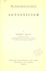 Cover of: Agnosticism: The Croall Lecture for 1887-88