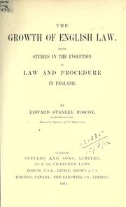 Cover of: The growth of English law