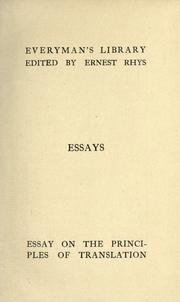 Cover of: Essay on the principles of translation by Alexander Fraser Tytler