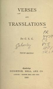 Cover of: Verses and translations by Calverley, Charles Stuart