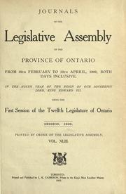 Cover of: Journals of the Legislative Assembly of the Province of Ontario. by Ontario. Legislative Assembly.