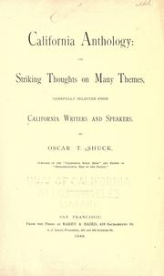 California anthology by Oscar T. Shuck