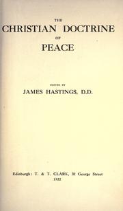 Cover of: The Christian doctrine of peace