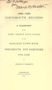 Cover of: 1645-1656. Portsmouth records. by Portsmouth (N.H.), Portsmouth (N.H.)