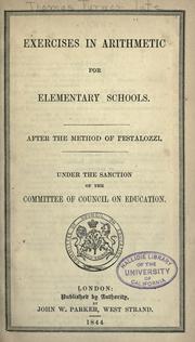 Cover of: Exercises in arithmetic for elementary schools.