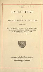 Cover of: The early poems of John Greenleaf Whittier by John Greenleaf Whittier