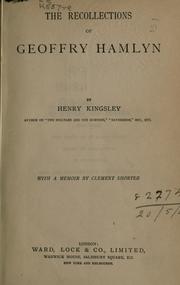 Cover of: The recollections of Geoffry Hamlyn. by Henry Kingsley