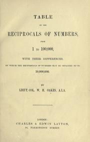 Table of the reciprocals of numbers from 1 to 100,000 by William Henry Oakes