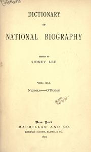 Cover of: Dictionary of national biography by Edited by Sidney Lee