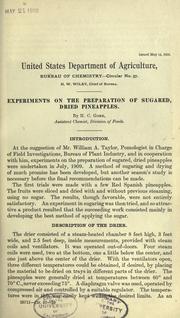 Cover of: Experiments on the preparation of sugared, dried pineapples.