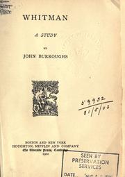 Cover of: Whitman by John Burroughs, John Burroughs