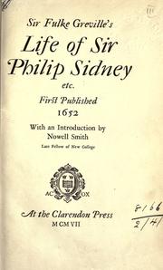 Cover of: Life of Sir Philip Sidney, etc., first published 1652.: With an introd. by Nowell Smith.