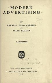 Cover of: Modern advertising by Earnest Elmo Calkins