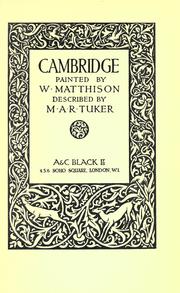 Cover of: Cambridge by M. A. R. Tuker