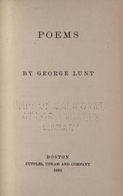 Poems by Lunt, George