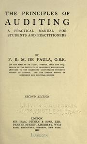 The principles of auditing by Frederic Rudolf Mackley De Paula