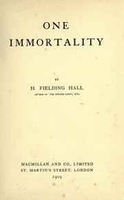 Cover of: One immortality by H. Fielding