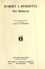 Cover of: Robert J. Burdette by Burdette, Robert J.