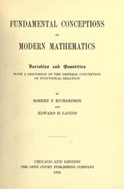 Cover of: Fundamental conceptions of modern mathematics by Robert P. Richardson