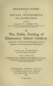 Cover of: The public feeding of elementary school children by Phyllis Devereux Winder