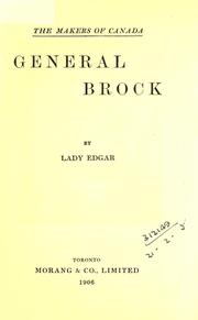 Cover of: General Brock. by Edgar, Matilda Ridout Lady