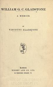 Cover of: William G. C. Gladstone: a memoir