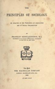 Cover of: The principles of sociology by Franklin Henry Giddings