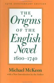 Cover of: The origins of the English novel, 1600-1740 by Michael McKeon