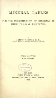 Cover of: Mineral tables for the determination of minerals by their physical properties.