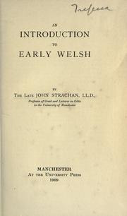 Cover of: An introduction to early Welsh. by John Strachan