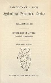 Cover of: Bitter rot of apples: botanical investigations