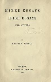 Cover of: Mixed essays