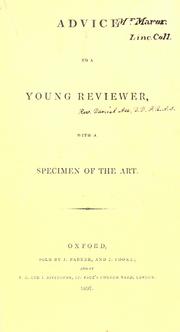 Cover of: Advice to a young reviewer: with a specimen of the art.