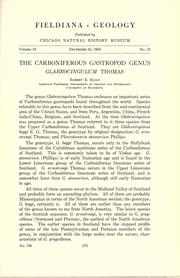 Cover of: The Carboniferous gastropod genus Glabrocingulum Thomas