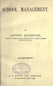 Cover of: School management. by Alfred Holbrook