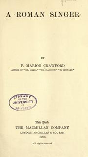 Cover of: A Roman singer by Francis Marion Crawford