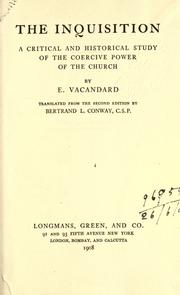 Cover of: The Inquisition by E. Vacandard