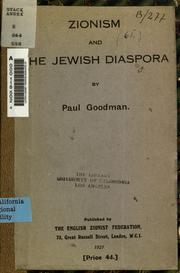 Cover of: Zionism and the Jewish diaspora