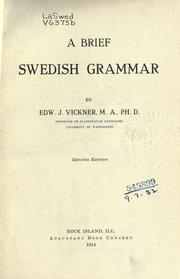 A brief Swedish grammar by Edwin John Vickner