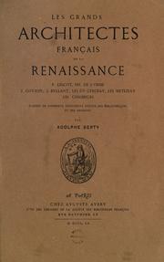 Cover of: Les grands architectes fran©ʻcais de la Renaissance by Adolph Berty