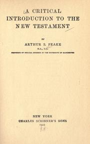 Cover of: A critical introduction to the New Testament. by Peake, Arthur S.