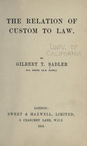 Cover of: The relation of custom to law