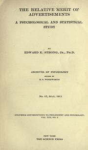 Cover of: The relative merit of advertisements by Edward K. Strong