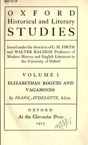 Cover of: Elizabethan rogues and vagabonds. by Aydelotte, Frank, Aydelotte, Frank