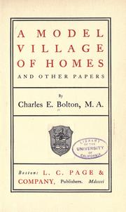 Cover of: A model village of homes: and other papers.