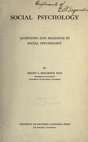 Cover of: Social psychology by Emory Stephen Bogardus