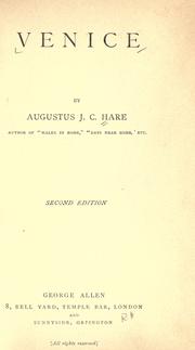 Cover of: Venice by Augustus J. C. Hare