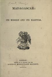 Cover of: Madagascar: its mission and its martyrs. by Ebenezer Prout